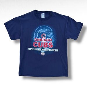 Vintage 2007 Chicago Cubs Division Champions T-Shirt Blue Size Large MLB